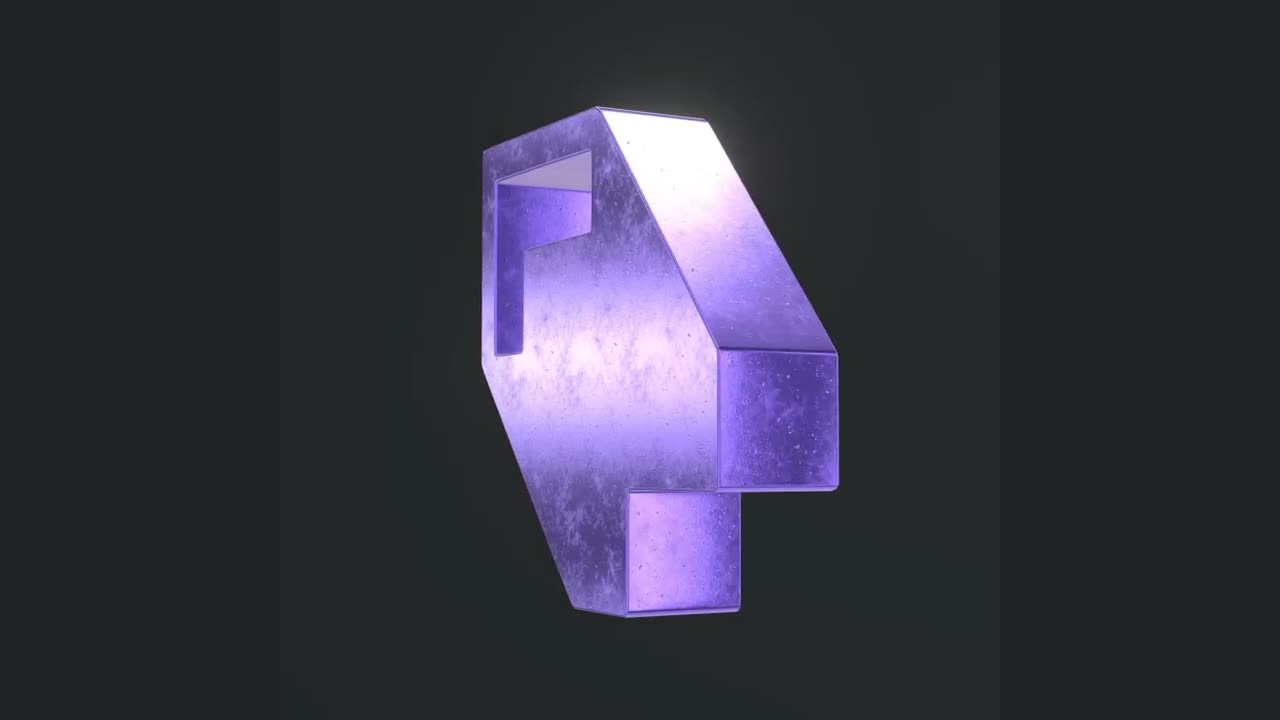 Purple dimensional P logo rotating to reveal its depth and beveled edges